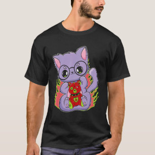 Pastel goth kat met teddybeer voor horrorfans t-shirt