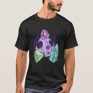 Pastel Goth Katten schedel met Kristallen Rots Min T-shirt