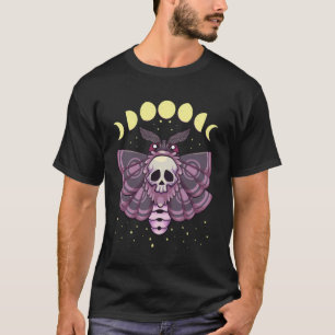 Pastel Goth Kawaii Anime Griezige Mot met Maanfase T-shirt