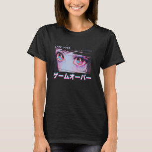 Pastel Goth-meisje Glitch Anime GAME OVER Vaporwav T-shirt