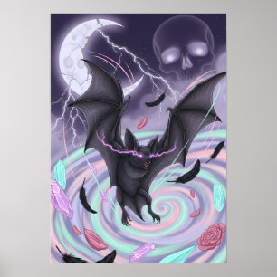 Pastel Goth Mystieke Vleermuis Poster