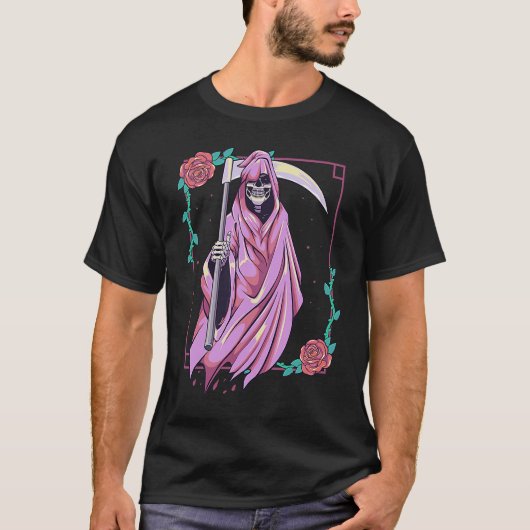 Pastel Goth Occult Spooky Grim Reaper Ghost Tarot T-shirt (Voorkant)
