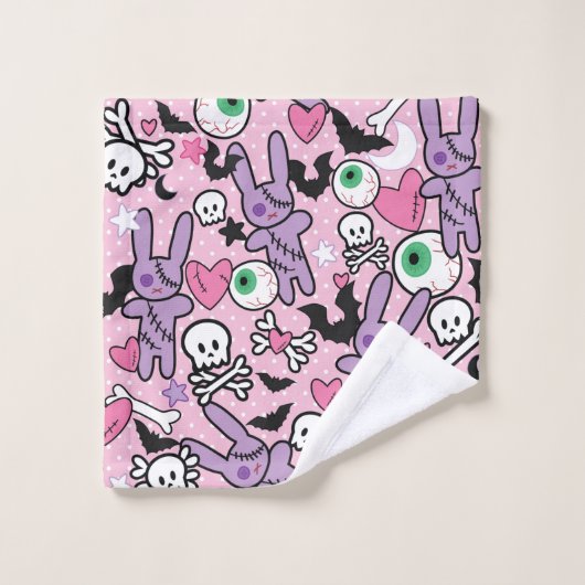 Pastel Goth Rockabilly Éffrayant Bunny (Gant de toilette)