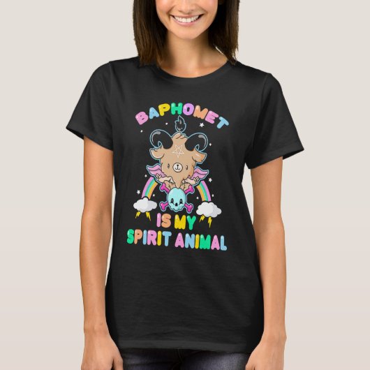 Pastel Goth Satanic Emo  Baphomet Is My Spirit Ani T-shirt (Voorkant)