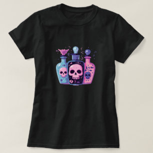 Pastel Goth Schedel Potionsflessen Halloween Kunst T-shirt