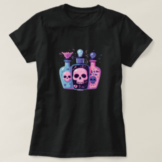 Pastel Goth Schedel Potionsflessen Halloween Kunst T-shirt