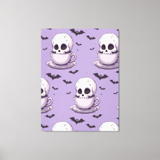 Pastel Goth Skull in Teacup Canvas Afdruk
