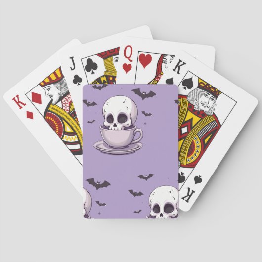 Pastel Goth Skull in Teacup Pokerkaarten (Achterkant)
