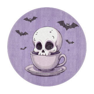 Pastel Goth Skull in Teacup Snijplank