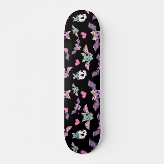 Pastel Gothic Bat Lover Halloween Patroon Skateboard (Voorkant)