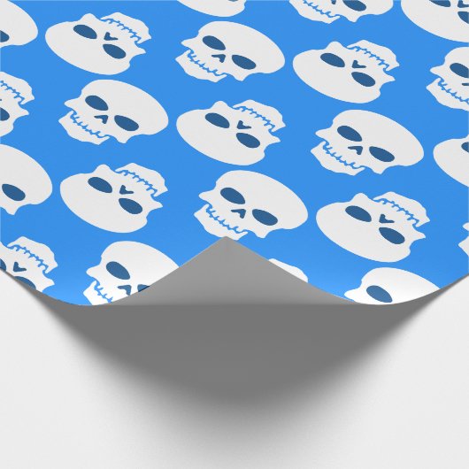 Pastel gothic blauw Halloween schedel skelet Cadeaupapier (Hoek)
