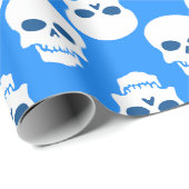 Pastel gothic blauw Halloween schedel skelet Cadeaupapier (Rol Hoek)