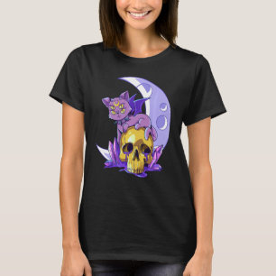 Pastel Gothic Cat Wicca Skull Demonic Creepy Occul T-shirt