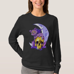 Pastel Gothic Cat Wicca Skull Demonic Creepy Occul T-shirt