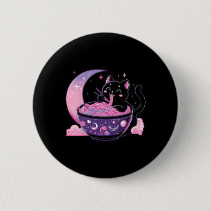 Pastel Gothic esthetisch Kawaii Kat Eating Ramen N Ronde Button 5,7 Cm