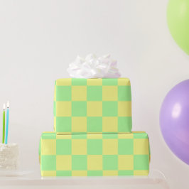 Pastel Gothic Groen en Geel Checkers Cadeaupapier