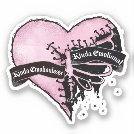Pastel Gothic Heart | Emotioneel en onbeweeglijk Sticker (Voorkant)