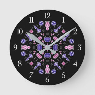 Pastel gothic heksen punt pentagram roze paars ronde klok