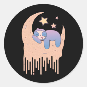 Pastel Gothic Moon Aesthetic Kawaii Sloth Ronde Sticker