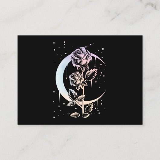 Pastel Gothic Moon Flower Witchy Visitekaartje (Voorkant)