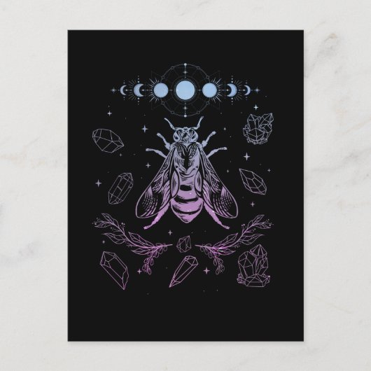 Pastel Gothic Moon Insect Gothic Wicca Crescent Be Briefkaart (Voorkant)