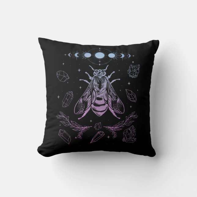 Pastel Gothic Moon Insect Gothic Wicca Crescent Be Kussen (Voorkant)