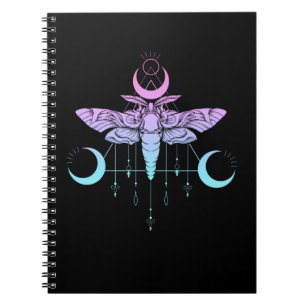 Pastel Gothic Moon Kawaii Aesthethetische Moth Notitieboek