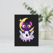 Pastel Gothic Moon Wiccan Animal Cat Skull Briefkaart (Staand voorkant)