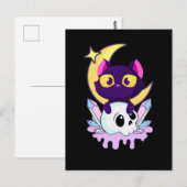 Pastel Gothic Moon Wiccan Animal Cat Skull Briefkaart (Voorkant / Achterkant)