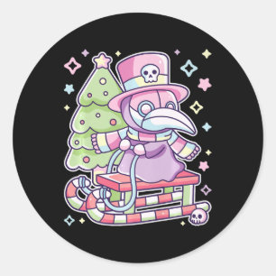 Pastel Gothic Pest Doctor Kerst Halloween Ontmoet Ronde Sticker