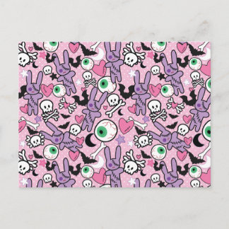 Pastel Gothic Rockabilly Spooky Bunny Briefkaart