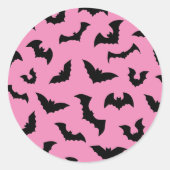 Pastel gothic roze vleermuizen halloween ronde sticker (Voorkant)