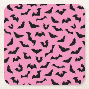 Pastel gothic roze vleermuizen halloween vierkante kartonnen onderzetter