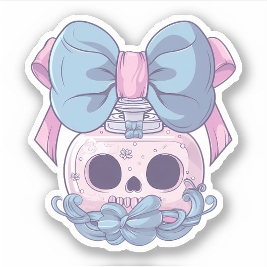 Pastel Gothic schedel parfum Sticker (Voorkant)