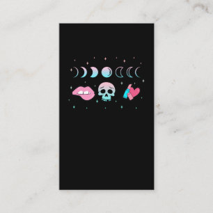 Pastel Gothic Skull Moon Kawaii make up Witch Visitekaartje