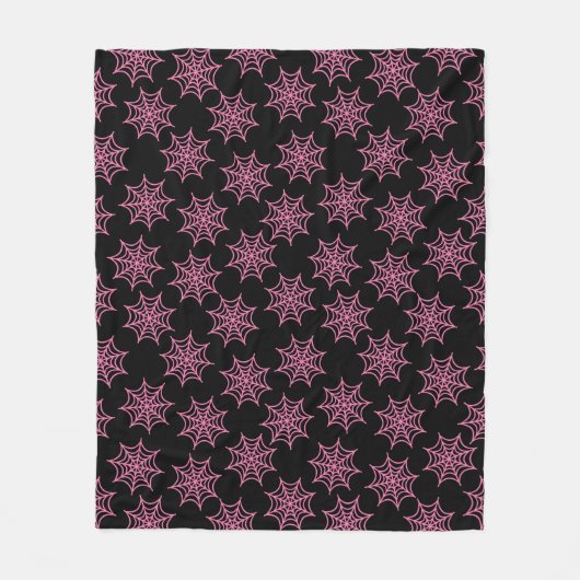 Pastel Gothic Spider Web Roze Fleece Deken (Voorkant)