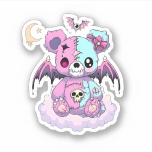Pastel Gothic Teddy Bear Sticker