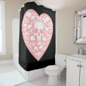 Pastel gothic valentijnen roze hart schedel douchegordijn (In situ)