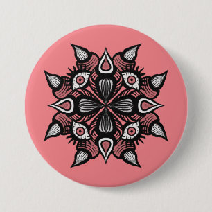 Pastel Gothic Witch Design - Zwart Roze Monster Ronde Button 7,6 Cm
