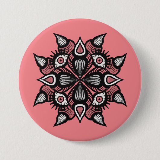 Pastel Gothic Witch Design - Zwart Roze Monster Ronde Button 7,6 Cm (Voorkant)