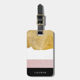 pastel gouden bagagelabel met monogram