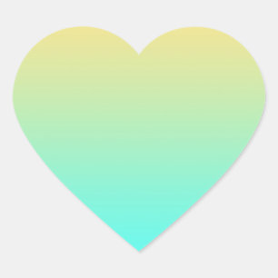 Pastel Gradiënt Achtergrond Turquoise Geel Hart Sticker