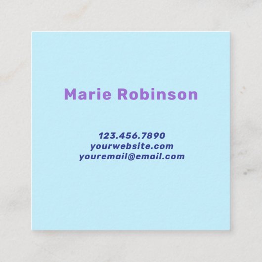 Pastel Gradient Aqua Blue Lila Hallo Lavendel Vierkante Visitekaartje (Achterkant)