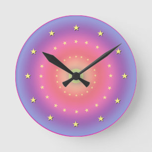Pastel Gradient avec Étoiles horloge murale