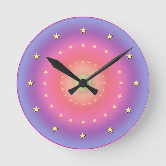 Pastel Gradient avec Étoiles horloge murale (Recto)