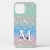 Pastel Gradiënt Glitter Schitterend Monogram Naam Case-Mate iPhone Case (Achterkant)