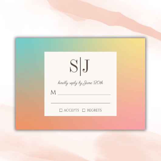 Pastel Gradient Rainbow Wedding Carte RSVP