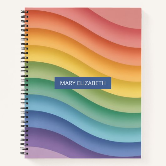 Pastel Gradient Wave Stripes Personalized Notebook Notitieboek (Voorkant)