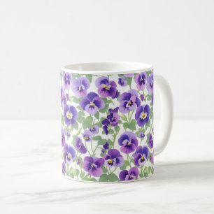 Pastel Graphic Paarse Pansies Koffiemok