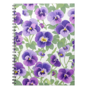 Pastel Graphic Paarse Pansies Notitieboek